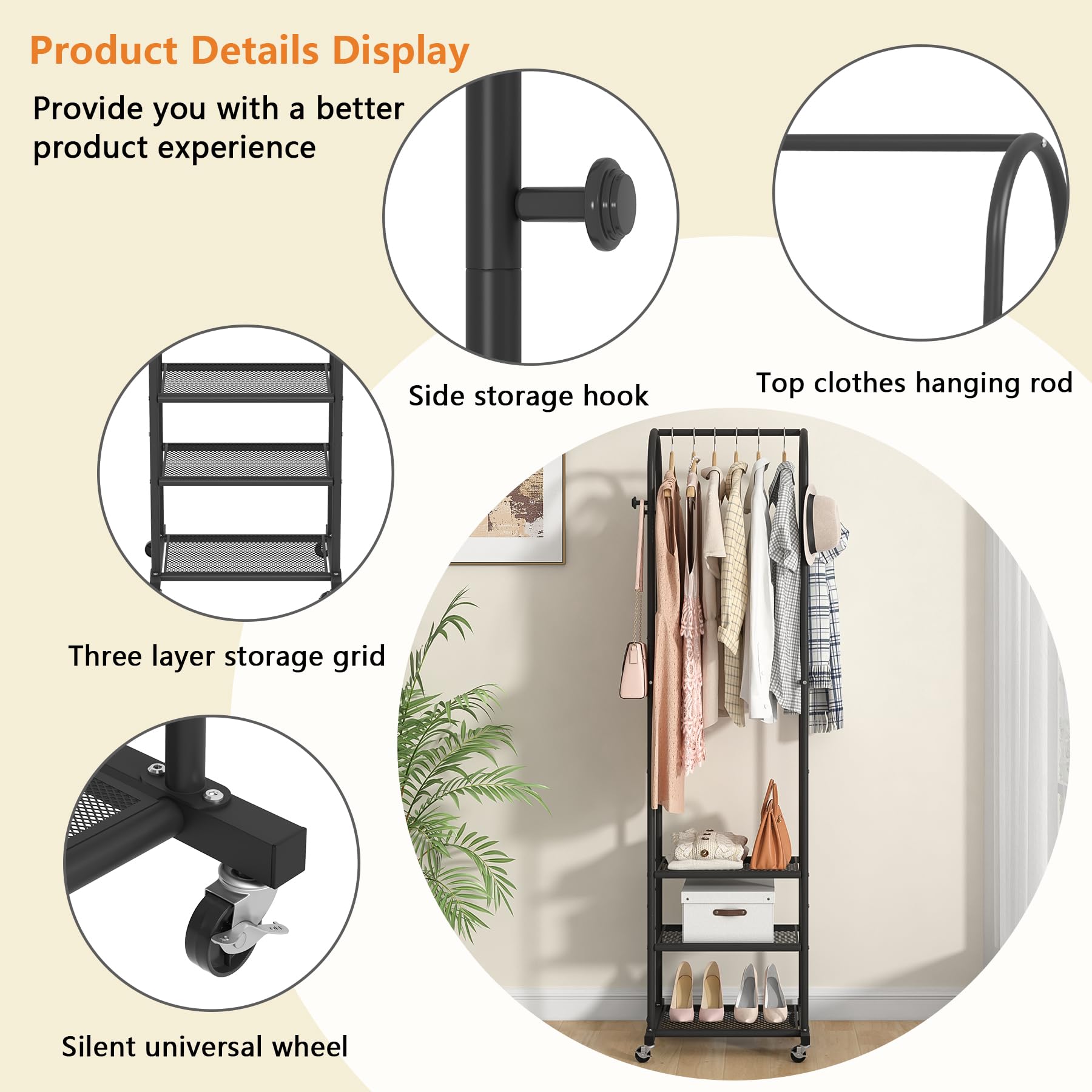 Kaitiemoo 71.85 inch tall arch-design garment rack in a modern space