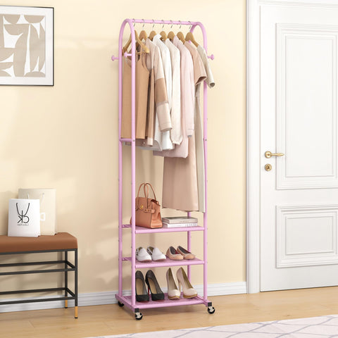 Kaitiemoo wheeled clothing rack, quick assembly, practical for laundry rooms.