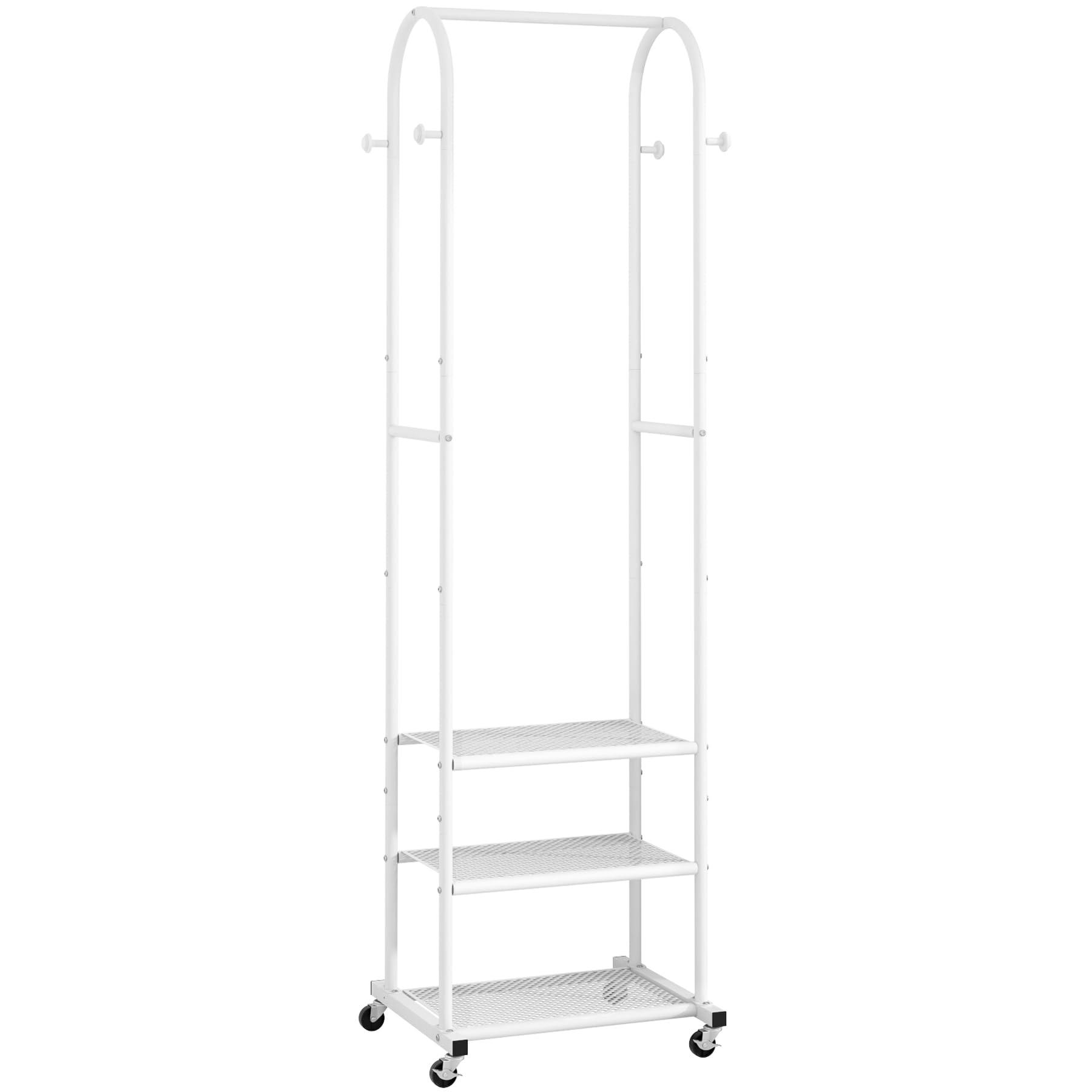 Kaitiemoo heavy-duty rack with wheels—front view highlights stable base and transportability.