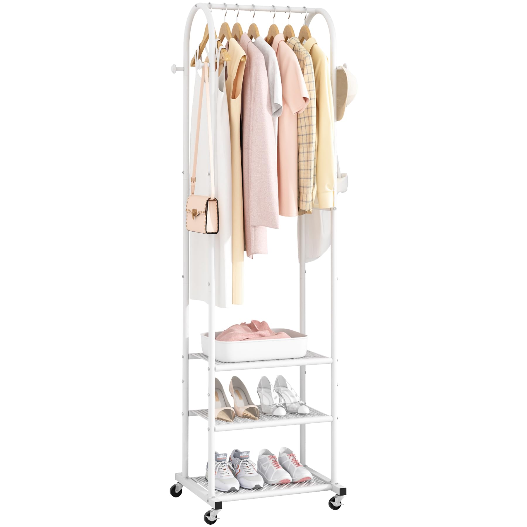 Kaitiemoo heavy-duty rack with wheels—side view shows sturdy frame for easy mobility.
