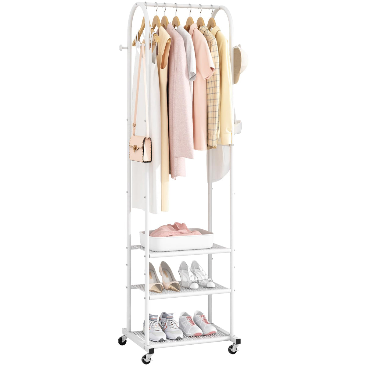 Kaitiemoo heavy-duty rack with wheels—side view shows sturdy frame for easy mobility.