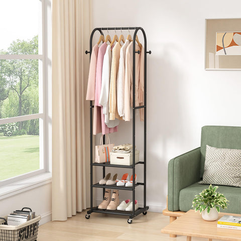 Kaitiemoo rolling garment rack with lockable wheels for secure placement