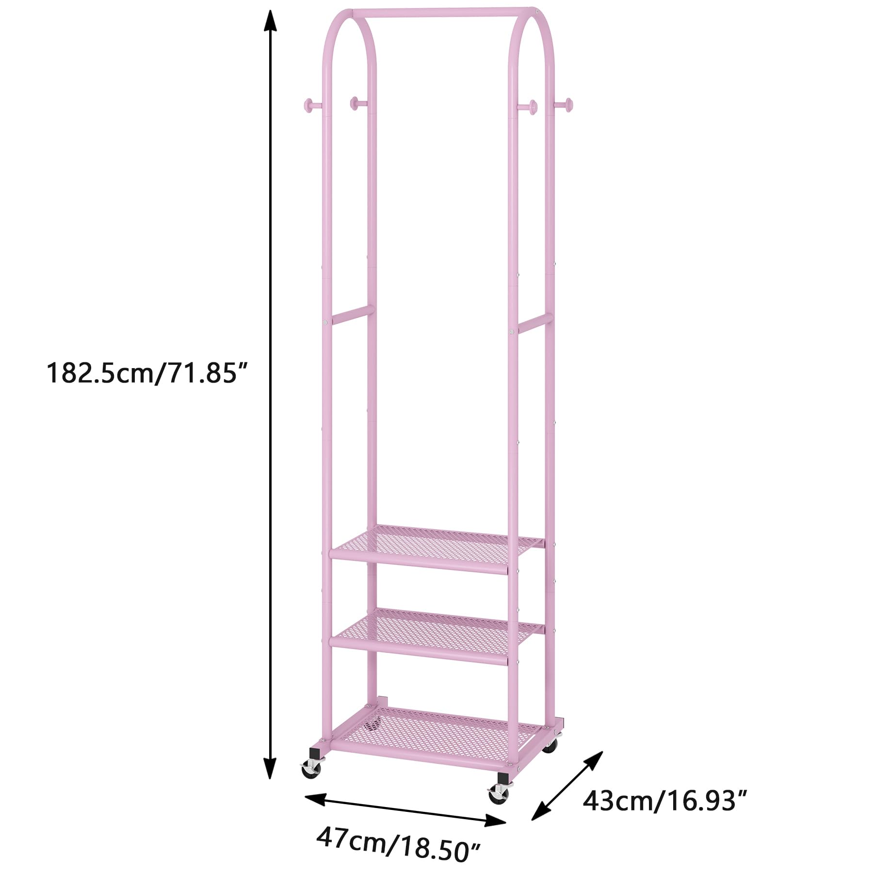 Kaitiemoo heavy-duty rack with wheels, rust-resistant coating, durable wardrobe display.