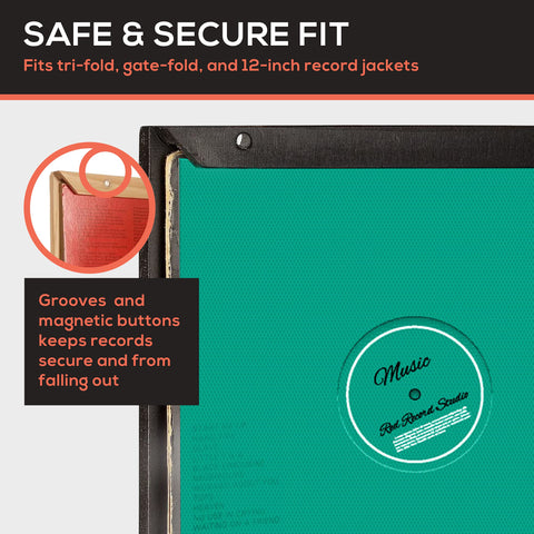 KAIU vinyl frame features crystal clear acrylic protecting cover art from dust.