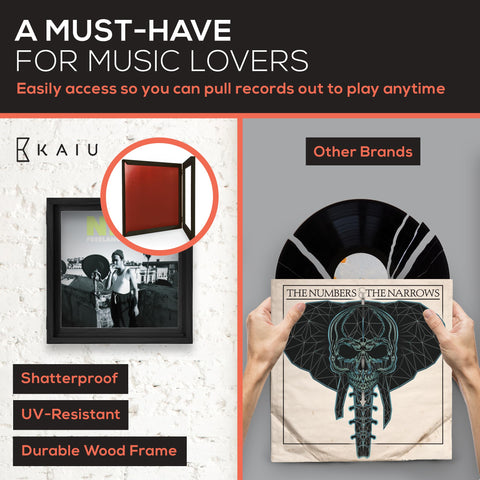 KAIU frame close up reveals magnetic hinges for easy album swaps.
