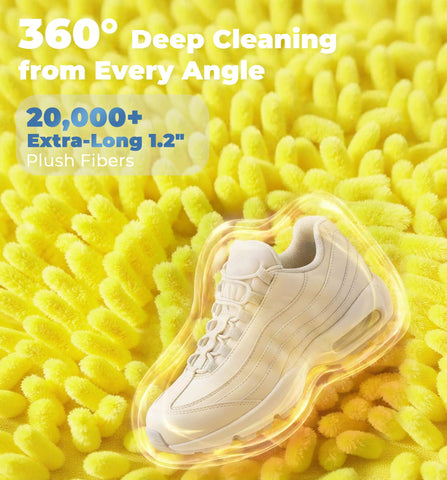 KAIUNTECLG deep-clean chenille fibers deliver thorough 360-degree cleaning for sneakers.