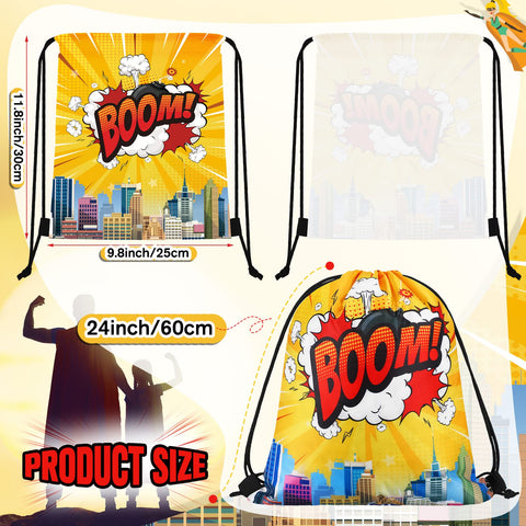 Kajaia Hero drawstring bag in yellow BOOM design, bold print for gift bags