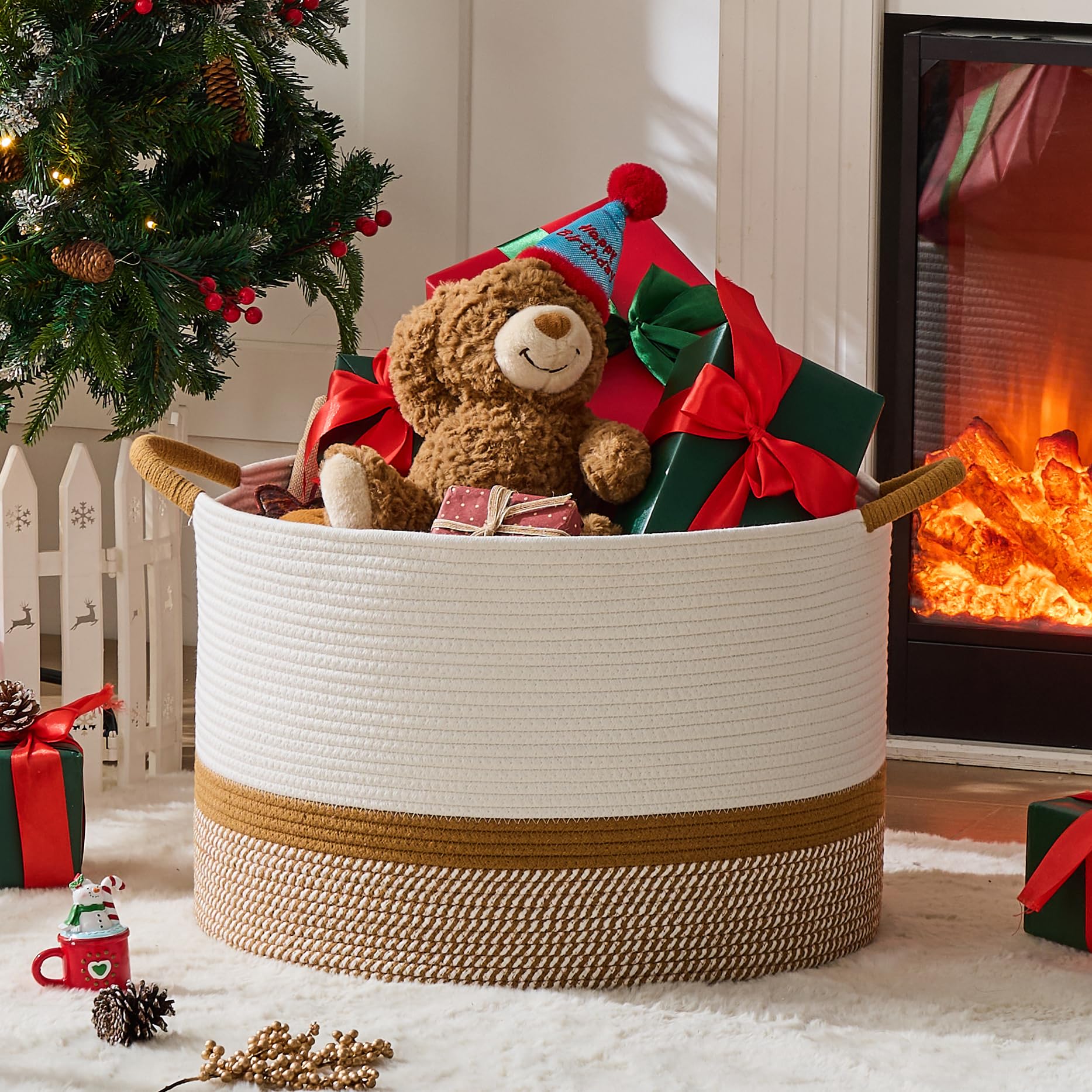 KAKAMAY bedroom storage basket for bedding and extras