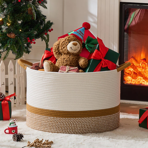 KAKAMAY bedroom storage basket for bedding and extras