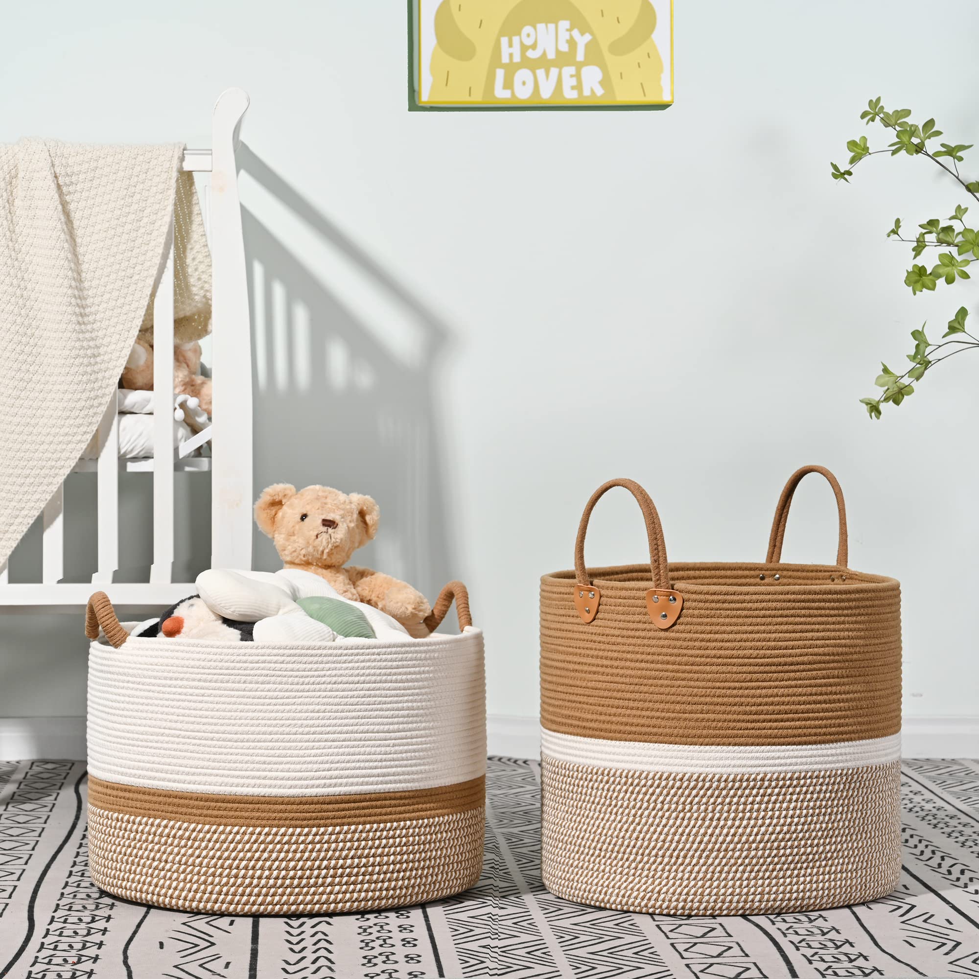 KAKAMAY blanket and pillow storage basket for bedding organization