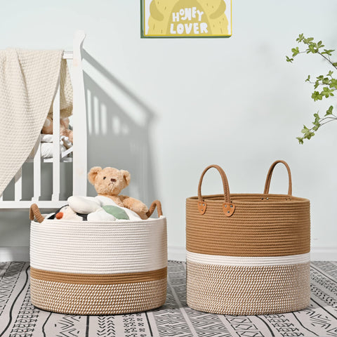 KAKAMAY blanket and pillow storage basket for bedding organization