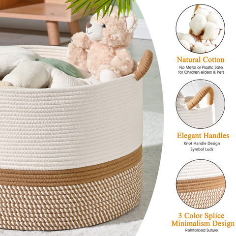 KAKAMAY cotton rope basket suitable for living room storage and decor