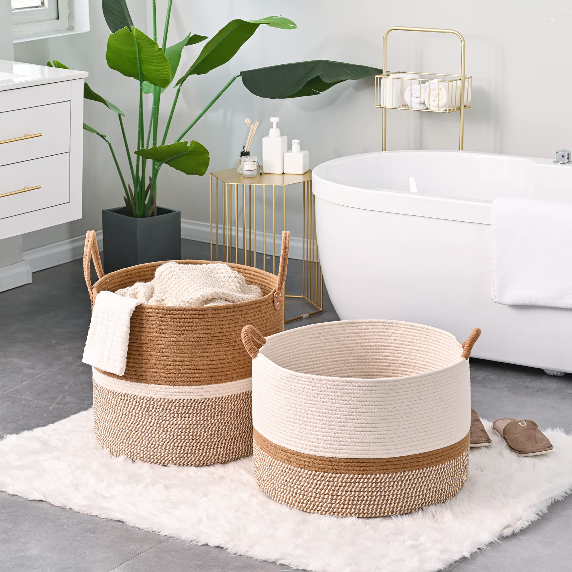 KAKAMAY soft decorative basket adds color to any room