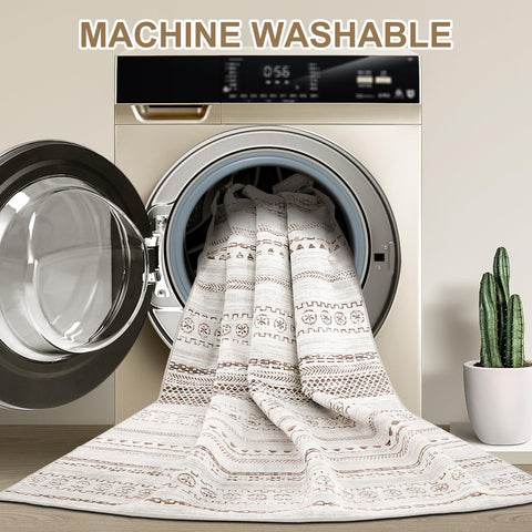 Kakania 8x10 area rug is machine washable for easy upkeep.