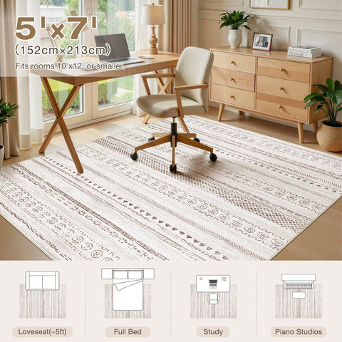 Kakania non-slip backing rug lies flat on hardwood floors, reducing slips during daily activities.