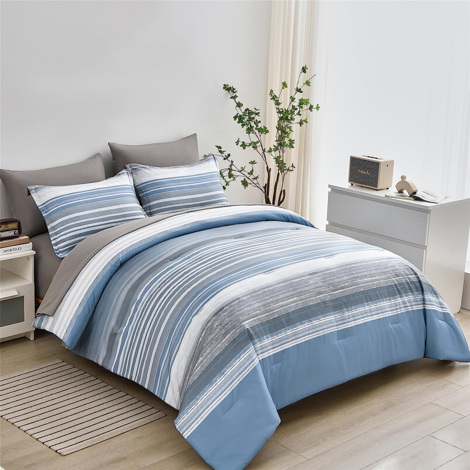 KAKIJUMN stripe twin comforter 68x88 for soft, cozy sleep