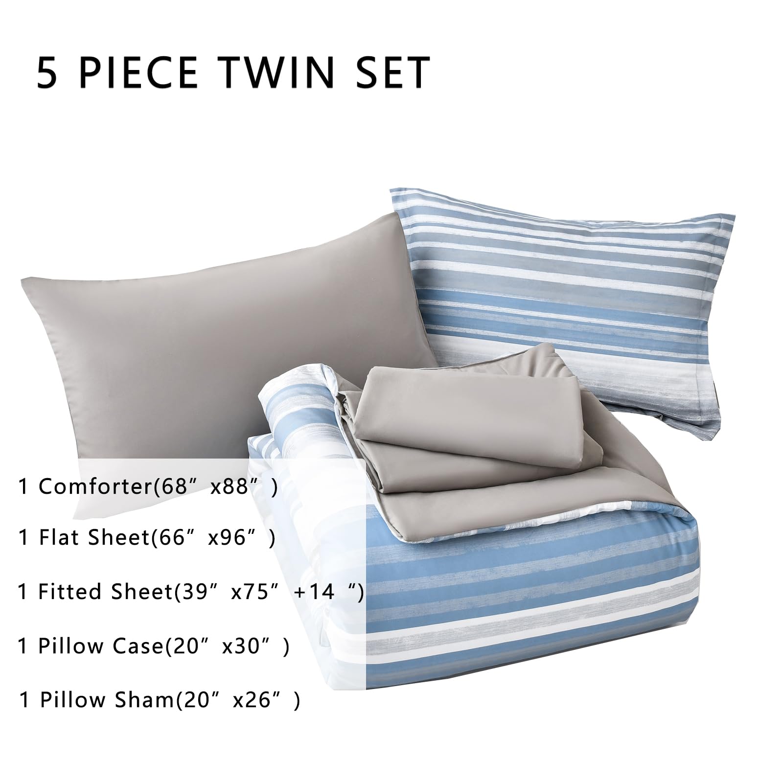 KAKIJUMN stripe flat sheet twin 66x96 adds smooth layering