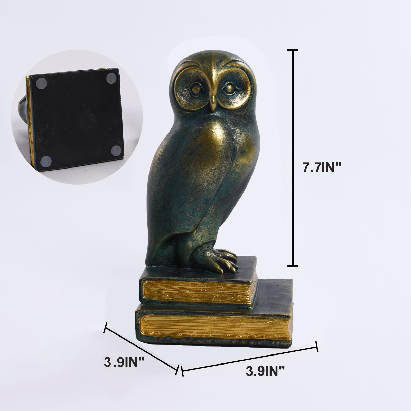 Kakizzy Owl Book Ends bronze close-up highlights resin texture and craftsmanship.