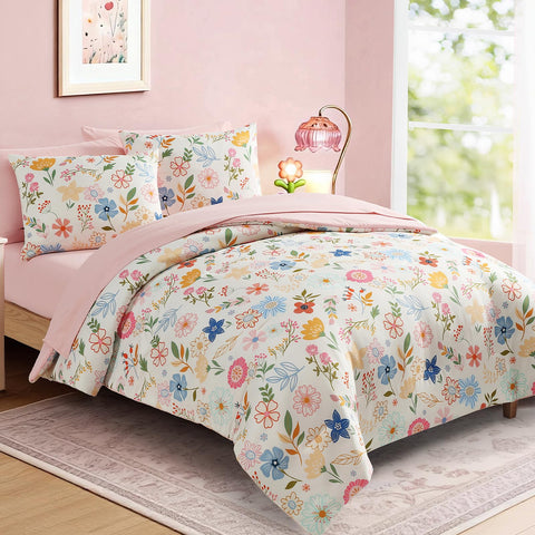 Kaleido Space sham in pastel garden highlights plush comfort and kid-friendly design