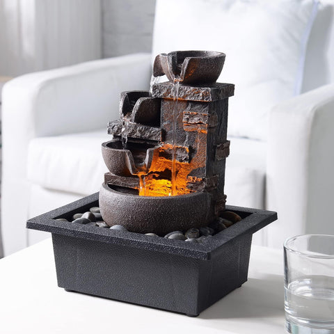 Kalona desktop fountain dimensions 21x16.5x25.5 cm fit on desks.