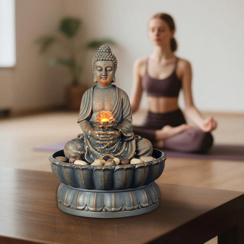 Kalona gift-ready Buddha fountain suits housewarmings or holidays.