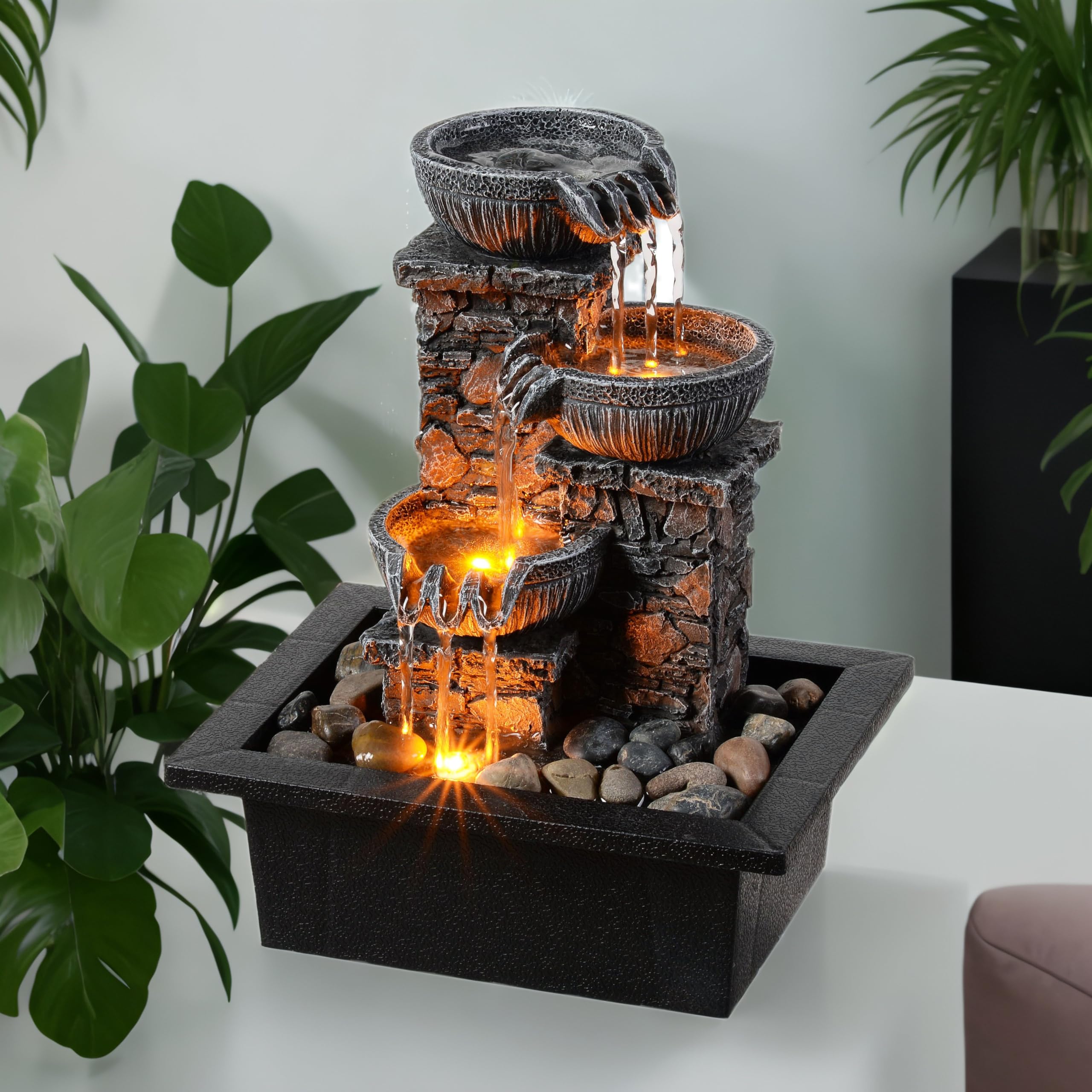 Kalona tabletop fountain castle waterfall enhances desk ambience with soothing cascade.
