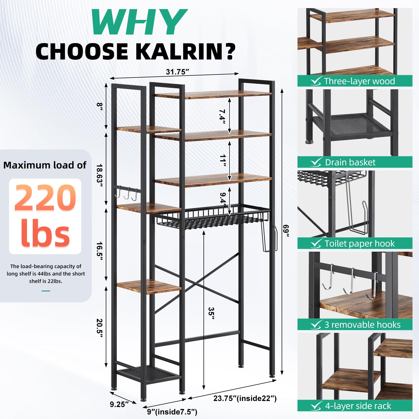 Kalrin bottom drainage rack ready to dry and ventilate accessories.