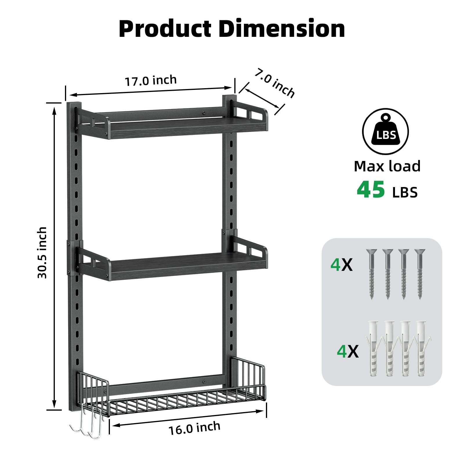 Kalrin drain basket storage keeps small items organized within reach.