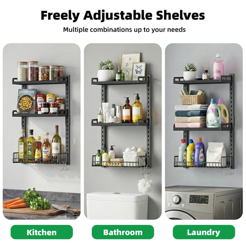 Kalrin durable iron framework with warm particle-board shelves for longevity and style.