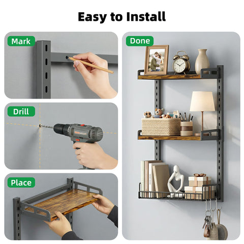 Kalrin durable iron frame with warm particle board shelves.