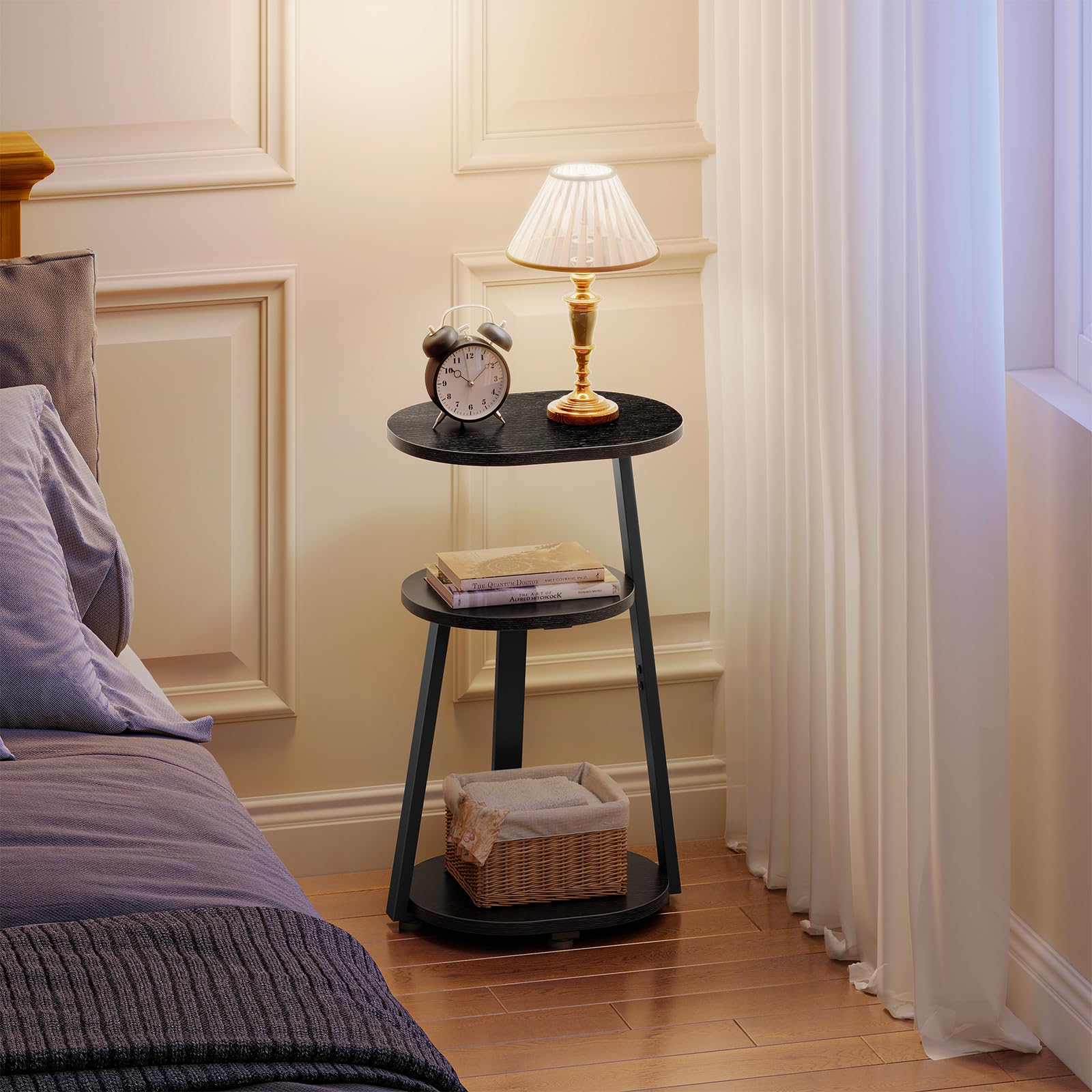 Kalrin small end table beside sofa showing compact, space-saving design.
