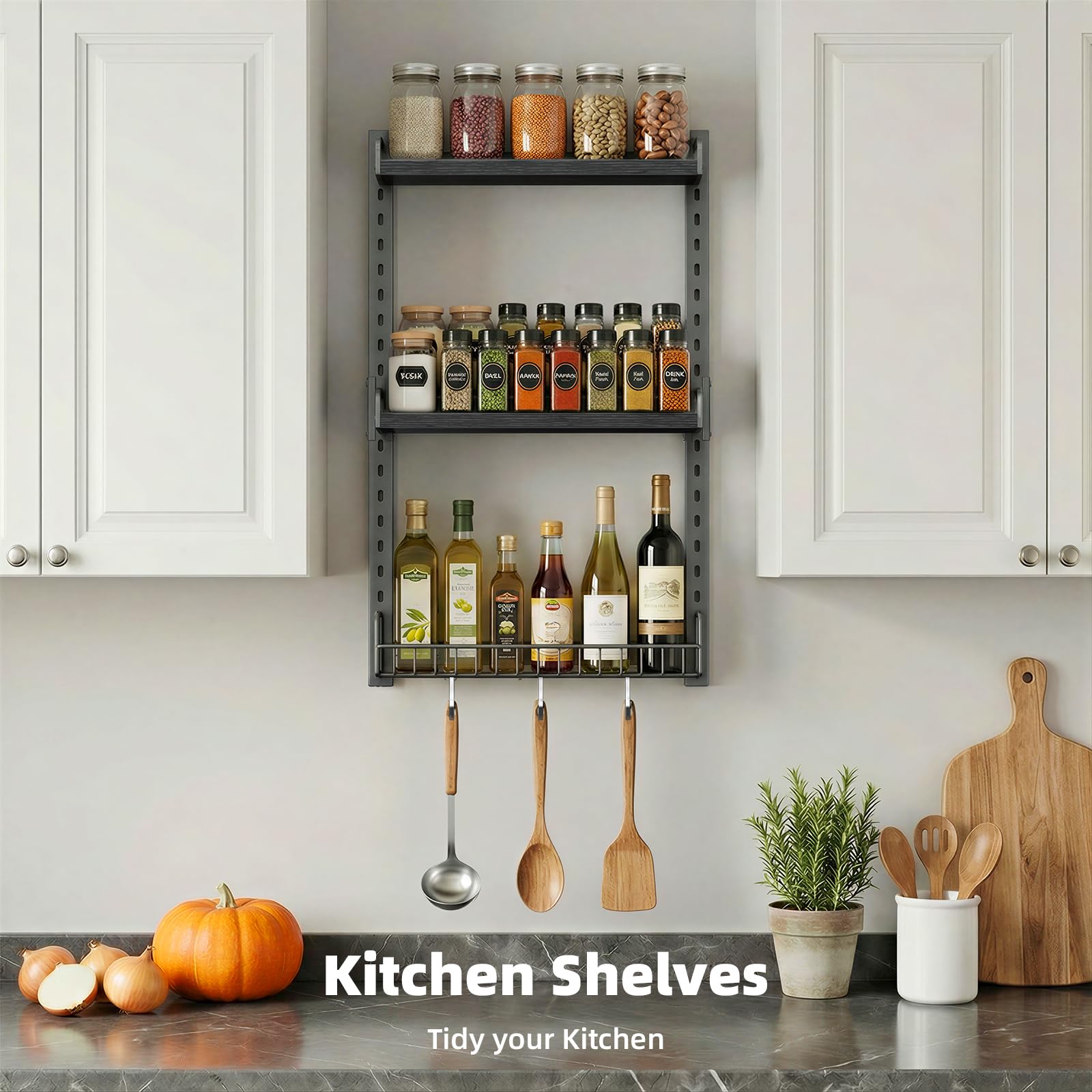 Kalrin height-adjustable bracket holes let you customize the shelf height.