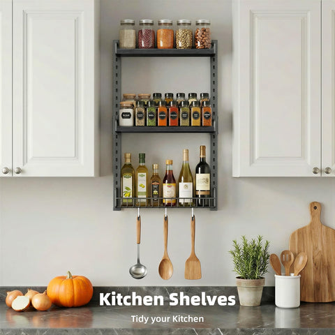 Kalrin height-adjustable bracket holes let you customize the shelf height.
