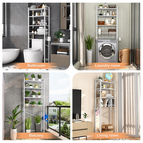 Kalrin over-the-toilet shelves adjustable for tall items.