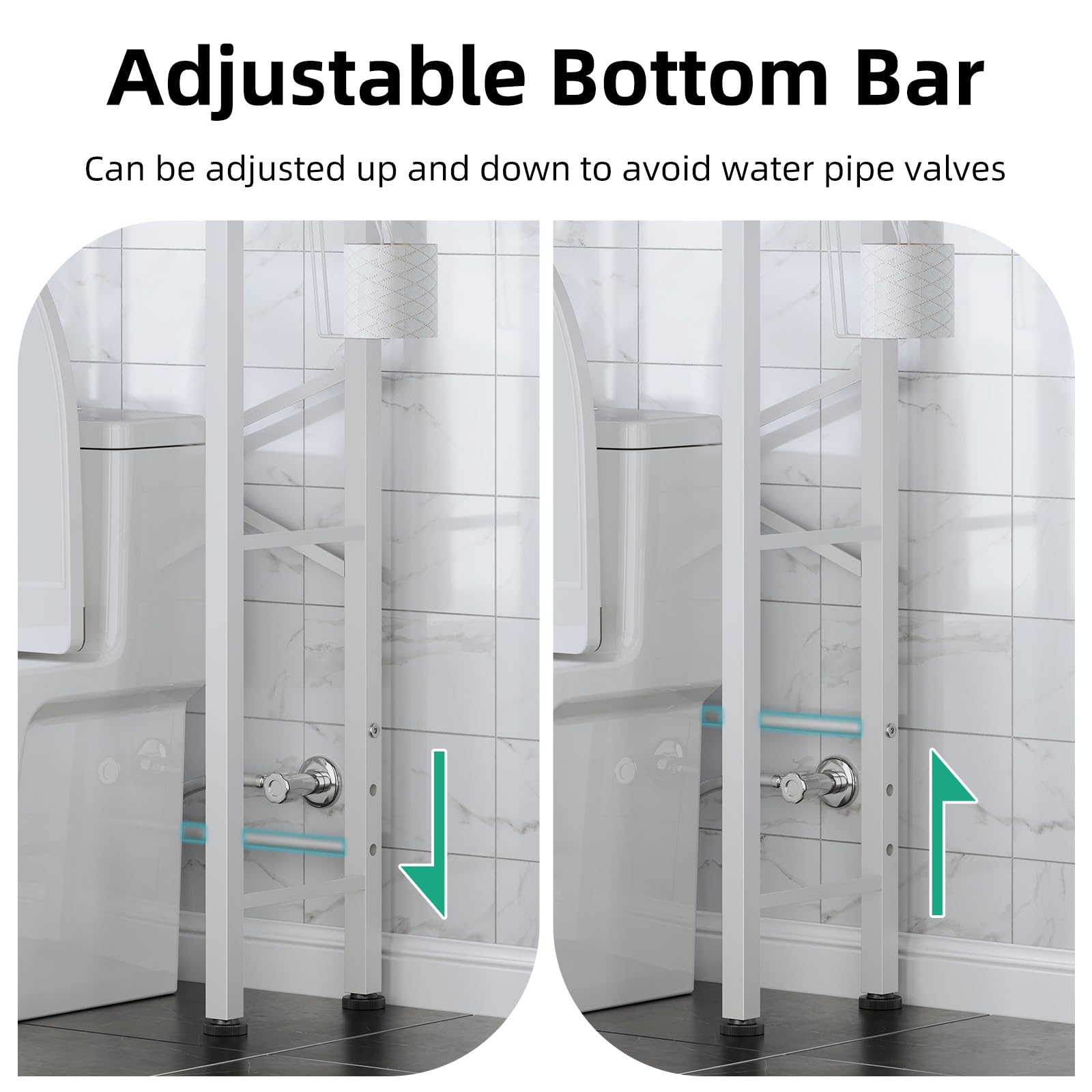 Kalrin adjustable bottom crossbar adapts to different toilet setups
