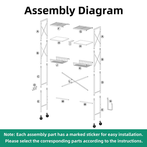 Kalrin easy installation guide with labeled parts