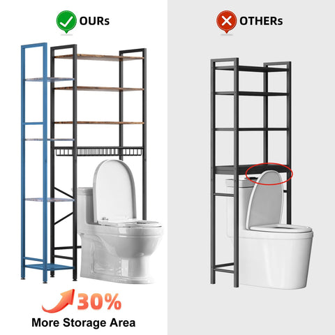 Kalrin side rack detail highlighting extra storage for towels and essentials.