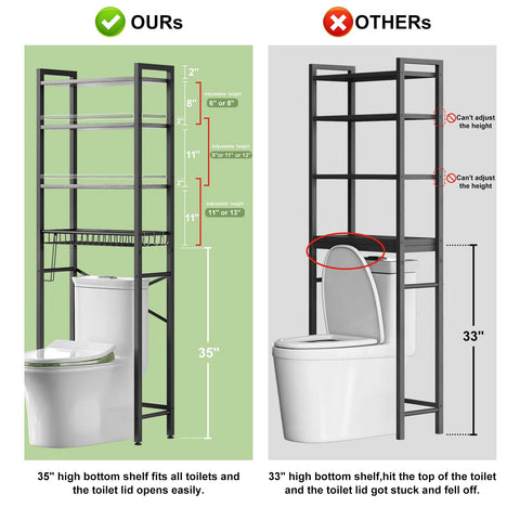 Kalrin storage basket over toilet demonstrates secure, convenient catch-all