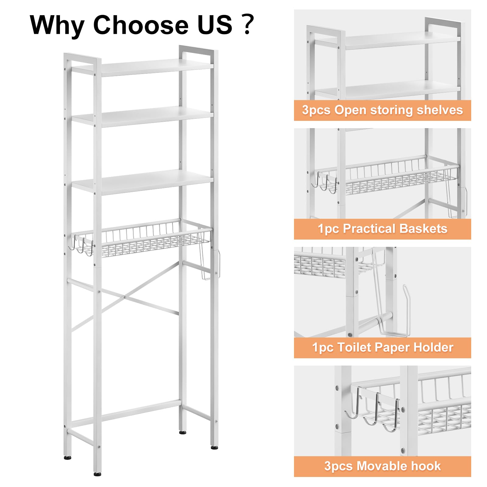 Kalrin sturdy metal frame provides reliable support in humid bathrooms.