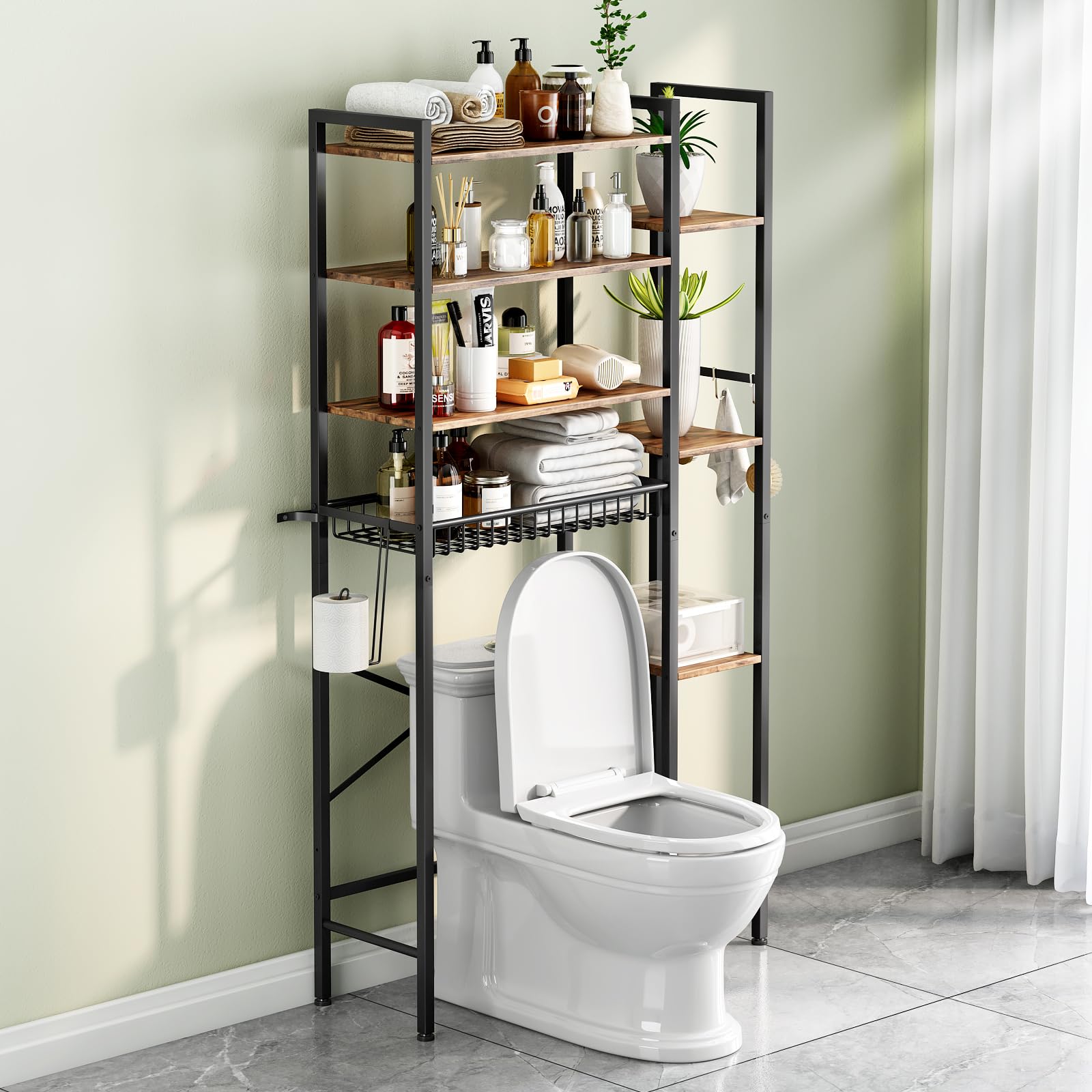 Kalrin toilet paper holder integrated for convenient accessibility.