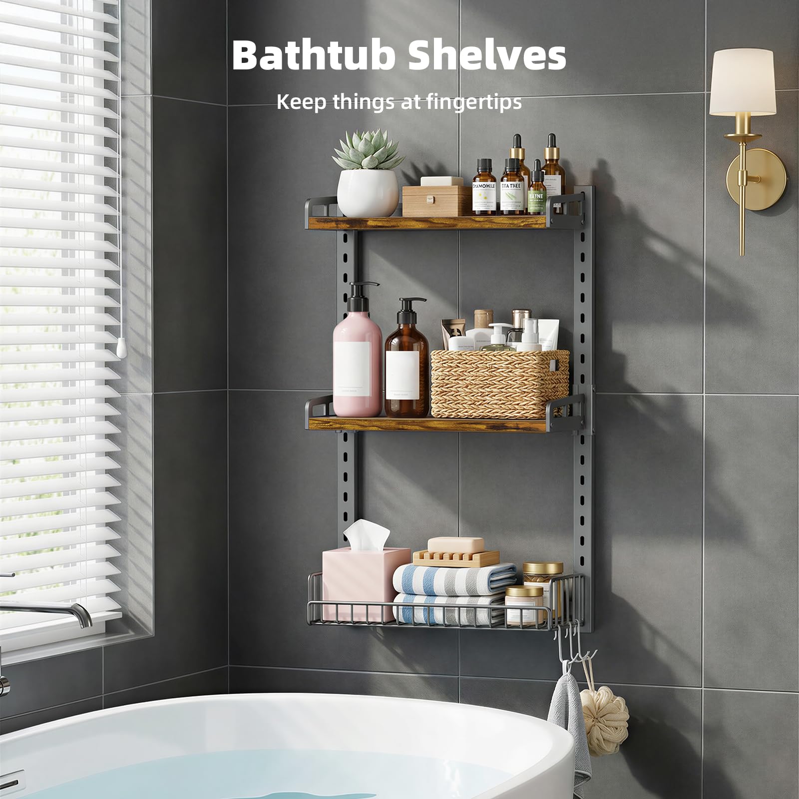 Kalrin toilet paper storage rack helps organize rolls neatly.