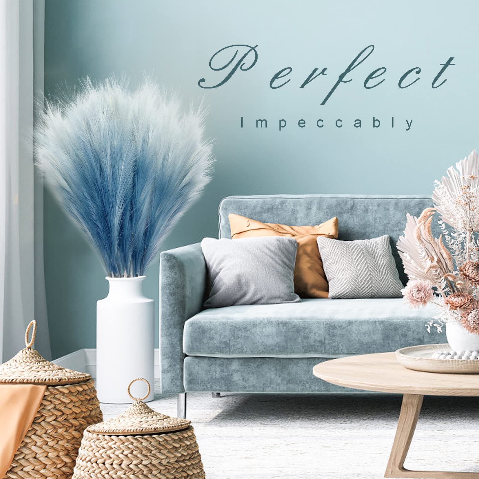 KALYLOC blue gradient pampas grass enhances elegant home or event styling