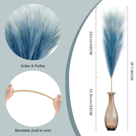 KALYLOC blue gradient pampas grass centerpiece for wedding or party tables