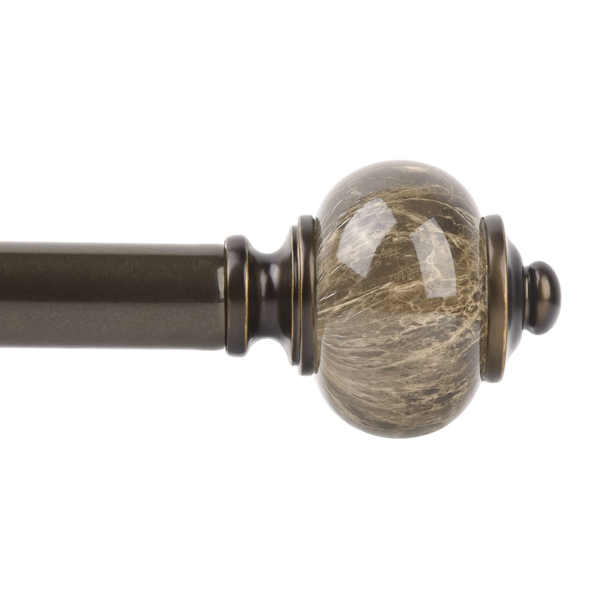 KAMANINA 1-inch curtain rod with antique bronze finish and marble finials enhances window style