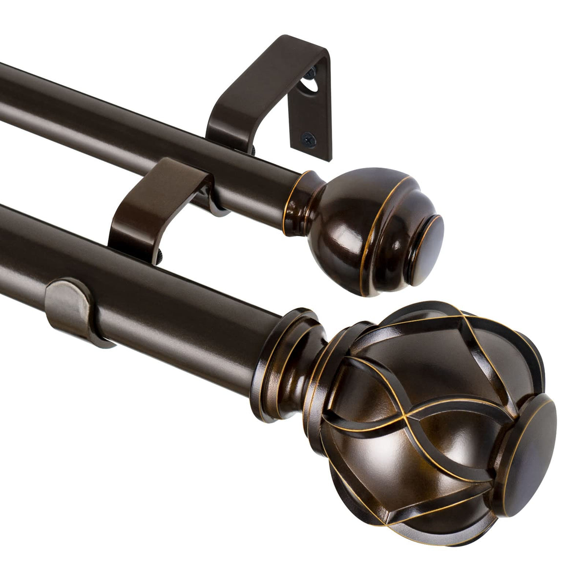 KAMANINA 1 inch front rod with telescoping action supports layered curtains