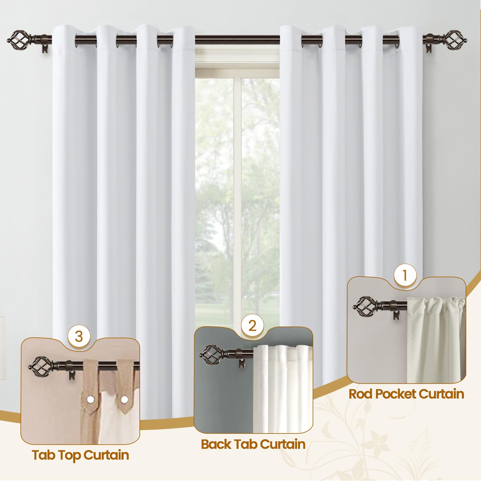 Durable 3/4-inch outer diameter provides strong curtain support.