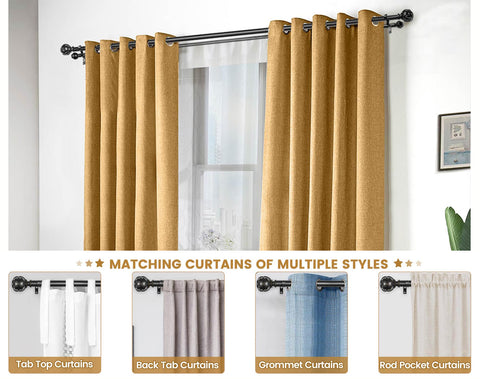 KAMANINA ball finials on the back rod provide a classic finishing touch.