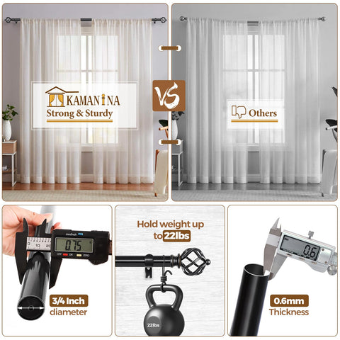 KAMANINA black finish curtain rod complements varied decor styles.