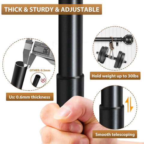 KAMANINA black finish double rod supports bold drapery styles