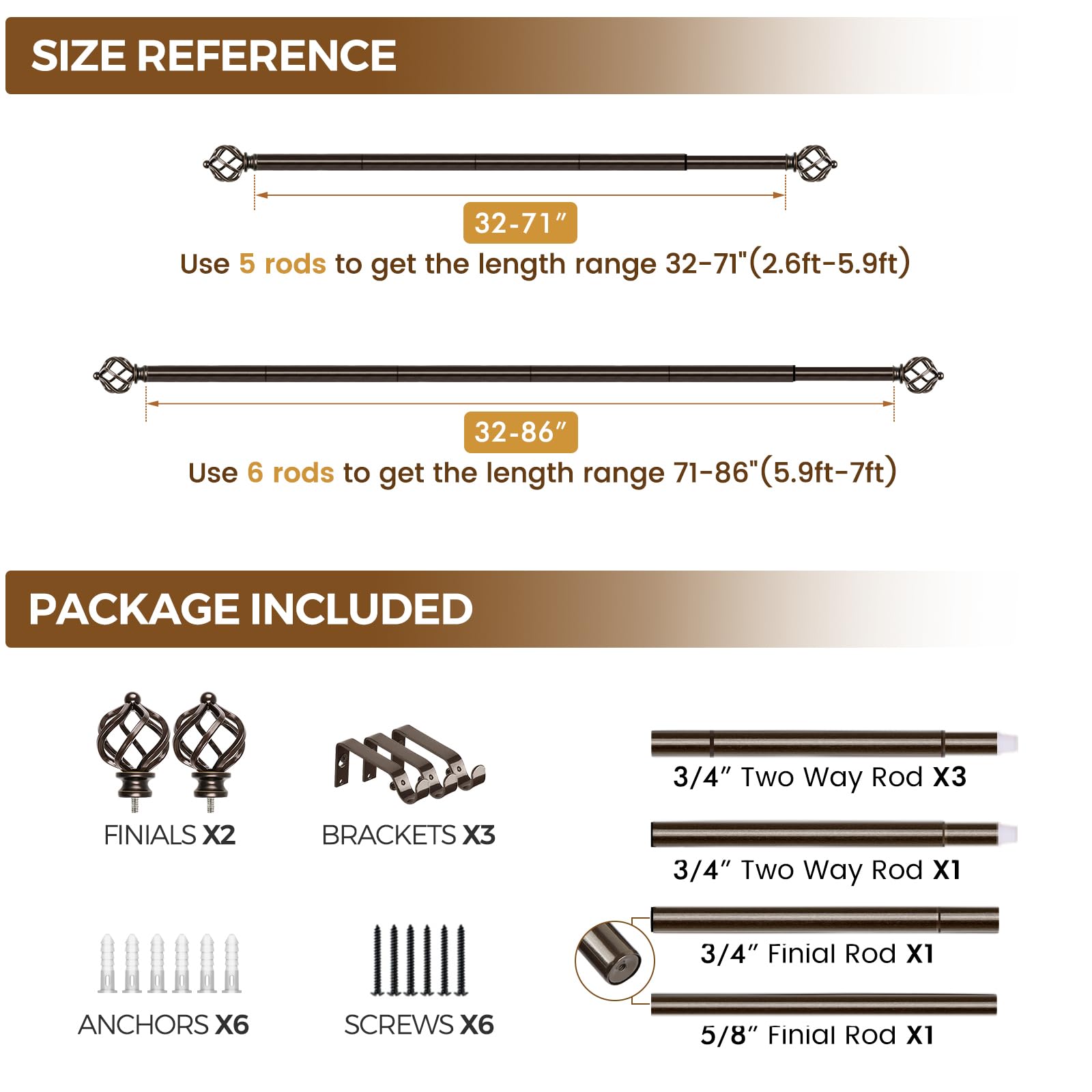 KAMANINA bronze curtain rod in a living room setup for warm ambience
